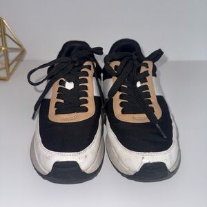 MIA Black and White Sneakers with Tan Accents